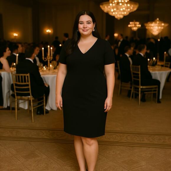 White House Black Market Dresses & Skirts - WHBM Dress NWT Women's Size 16 Black Aura Sculpt Lined Sheath Short Sleeve